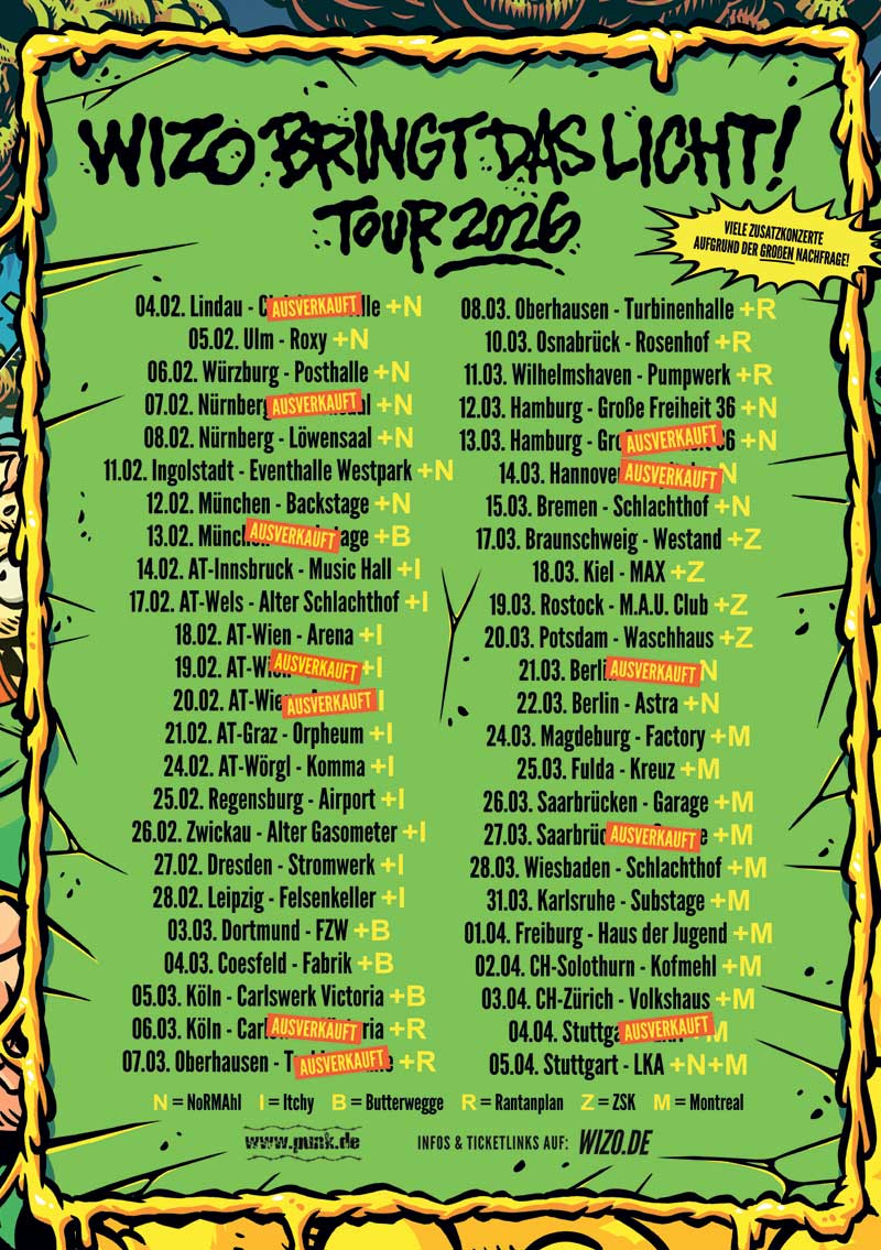 WIZO bringt das Licht! Tour 2026
Jetzt Konzert-Tickets holen!