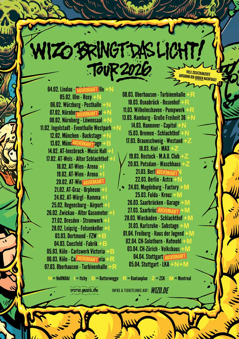 WIZO bringt das Licht! Tour 2026
Jetzt Konzert-Tickets holen!