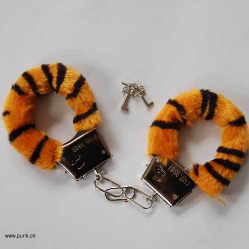 : Fakefur cuffs black yellow tigerfur