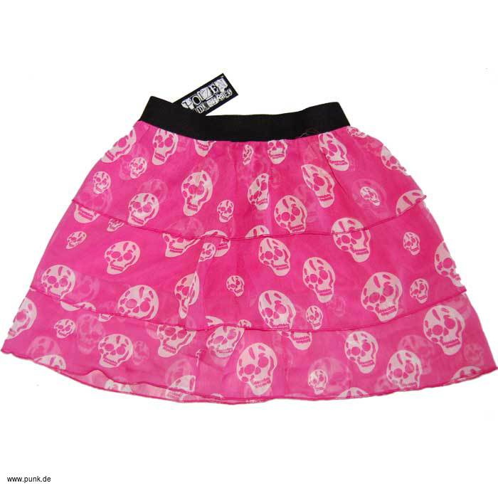Poizen Industries: 3-layer Tulle skull Skirt, pink