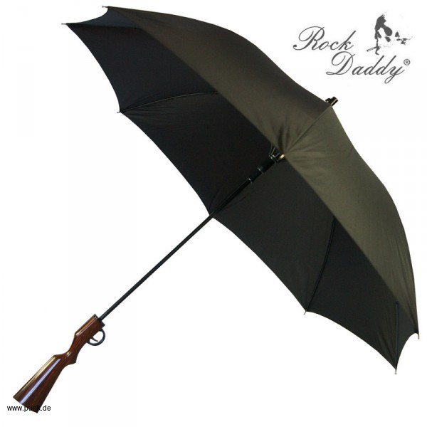 Rock Daddy: Regenschirm mit Gewehrgriff Groß in schwarz