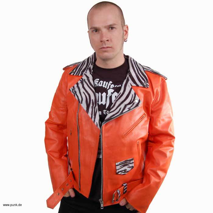 Sexypunk: Leatherjacket, orange with zebra