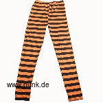 : Leggings, schwarz-orange quer gestreift