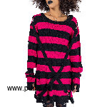 Oriana jumper, black dark pink striped