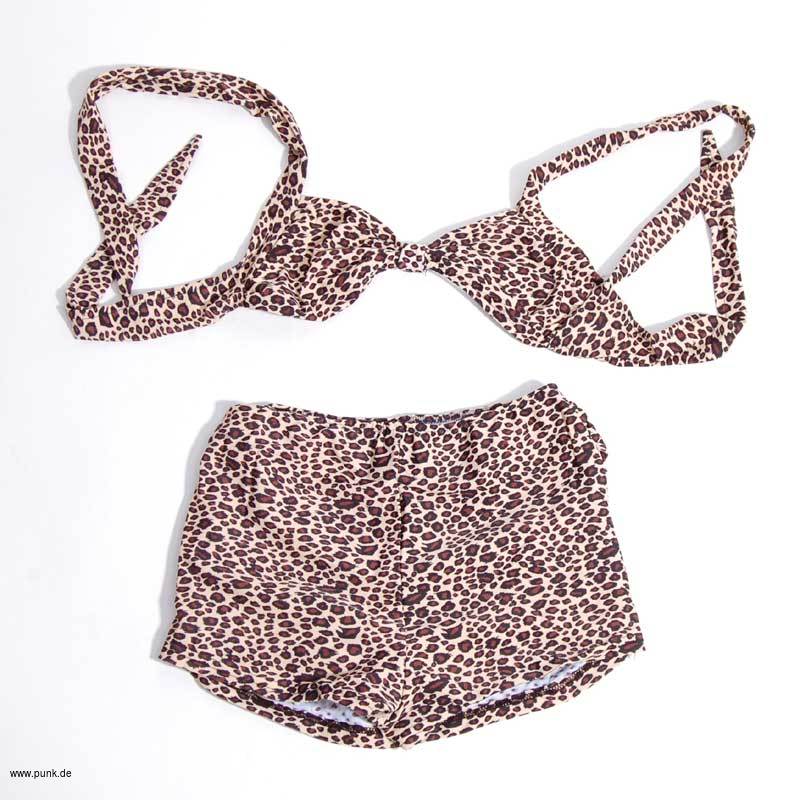 Clarabella: Pin up leopard bikini, brown, retro 