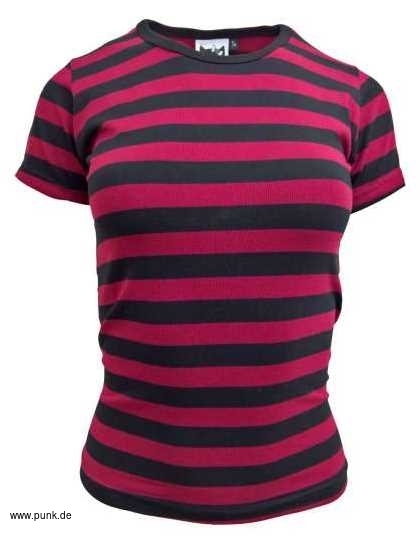 : Schwarz-rot gestreiftes Girlie-Shirt