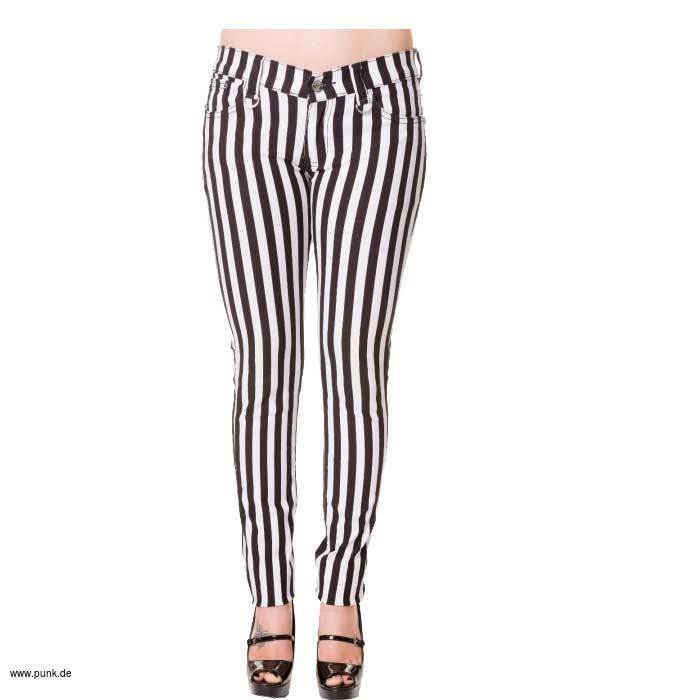 Banned: Schwarz-weiß gestreifte skinny pants