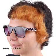 : Wayfarer Sonnenbrille mit Leorahmen, schwarz weiß