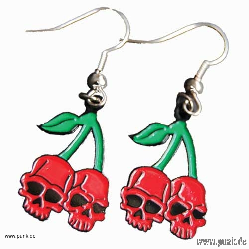 Earrings: skull cherries