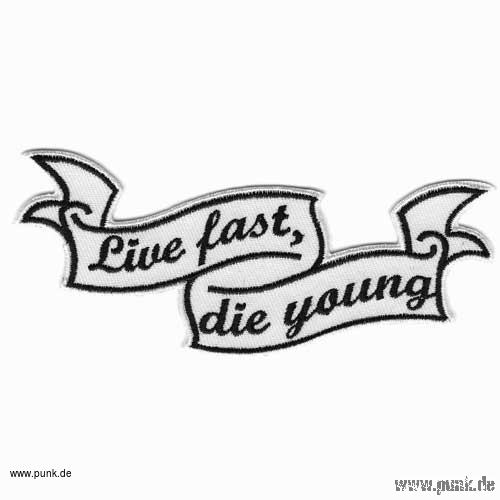 Sexypunk: Embroided patch: Live fast die young