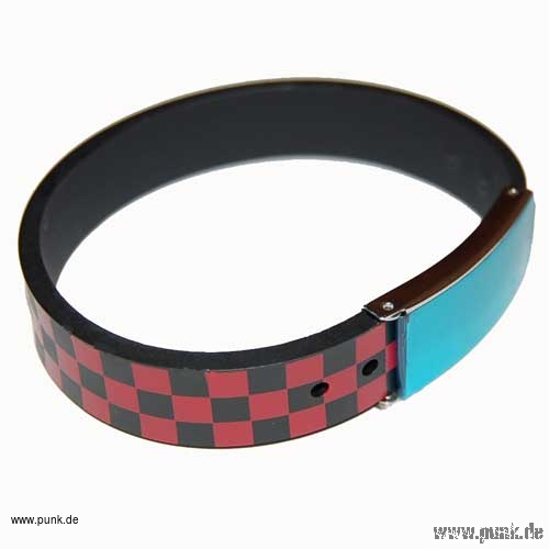 : PVC-Schachbrettarmband, schwarz-rot