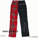 Sexypunk: Ziptrousers, 1/2 black, 1/2 red tartan