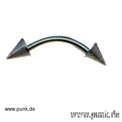 : Curved steel barbell with spikes