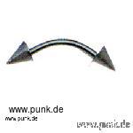 : Curved steel barbell with spikes