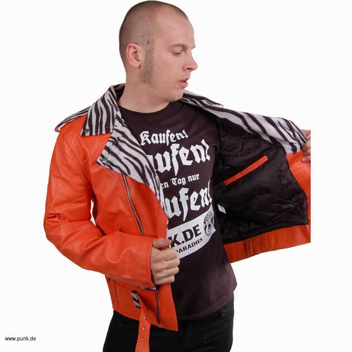 Sexypunk: Leatherjacket, orange with zebra