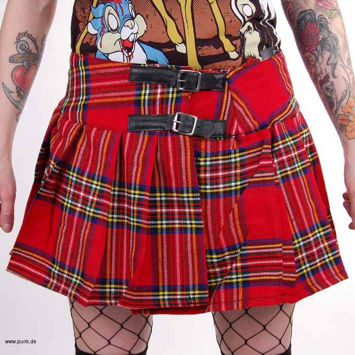 Sexypunk: Red tartan miniskirt with 2 straps at the side