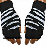 Fingerstall gloves with black and white zebra