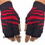: Fingerlose Handschuhe schwarz-rot Zebra