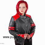 Girlie Retroleatherjacket, black red