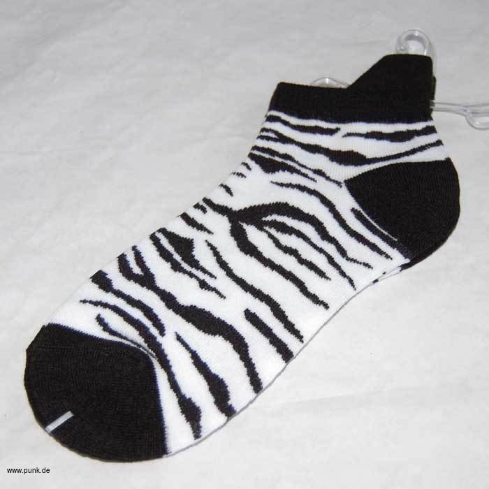 : Sneakersocken Zebra schwarz/weiß