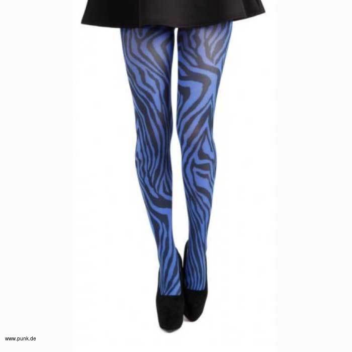 Pamela Mann: Zebra Strumpfhose, schwarz/blau