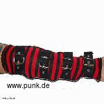 : Arm-Stulpen mit Schallen, schwarz-rot gestreift