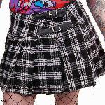 Black and white tartan miniskirt with 2 straps at the side