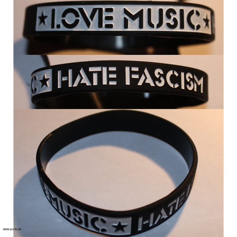Silikon Armband: Love Music - Hate Fascism silicone bracelet
