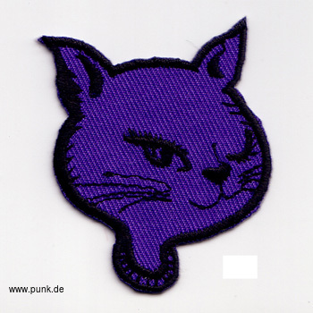 : Katze / cat Aufnäher (lila-schwarz)