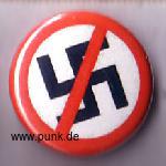 : Antifa Button (Durchgestrichenes Hakenkreuz)