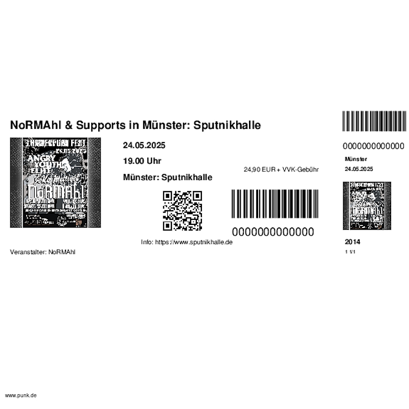 : HardTicket NoRMAhl & Supports in Münster: Sputnikhalle