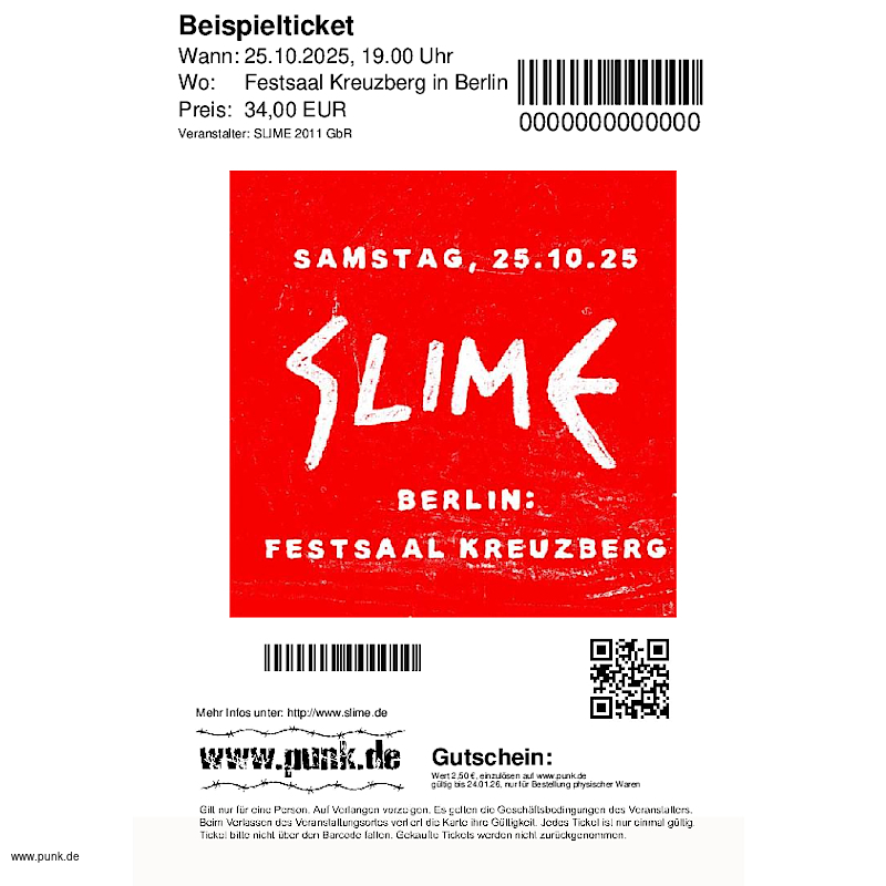 : Slime in Berlin: Festsaal Kreuzberg+ Support